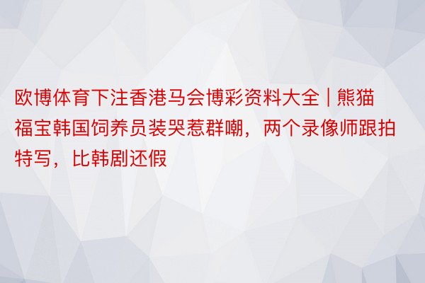 欧博体育下注香港马会博彩资料大全 | 熊猫福宝韩国饲养员装哭惹群嘲，两个录像师跟拍特写，比韩剧还假