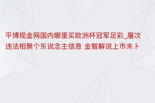 平博现金网国内哪里买欧洲杯冠军足彩_屡次违法相聚个东说念主信息 金智解说上市未卜